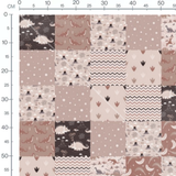 Tissu - Carrés patchwork tons roses