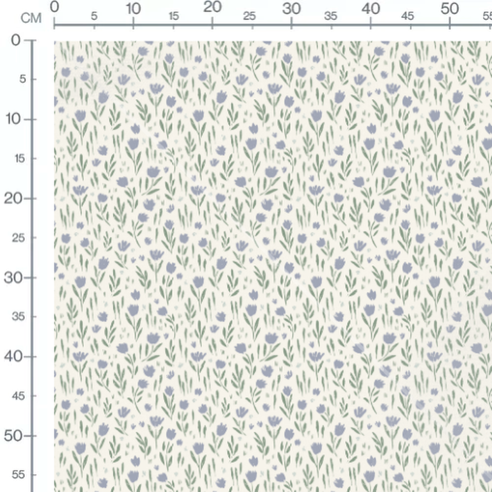 Tissu - Fleurs violettes et feuillage