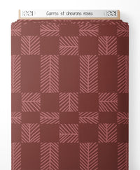 Tissu - Carrés et chevrons roses