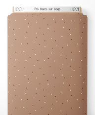Tissu - Pois blancs sur beige