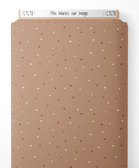 Tissu - Pois blancs sur beige