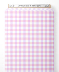 Tissu - Carreaux rose et blanc épuré
