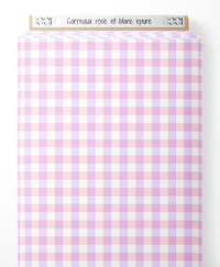 Tissu - Carreaux rose et blanc épuré