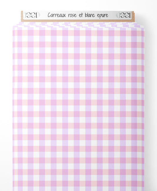 Tissu - Carreaux rose et blanc épuré