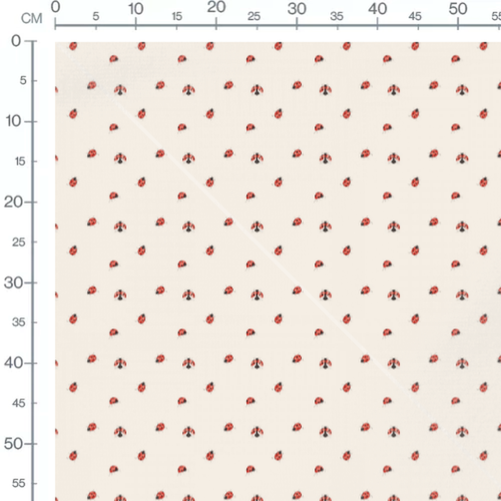 Tissu - Coccinelles rouges sur beige