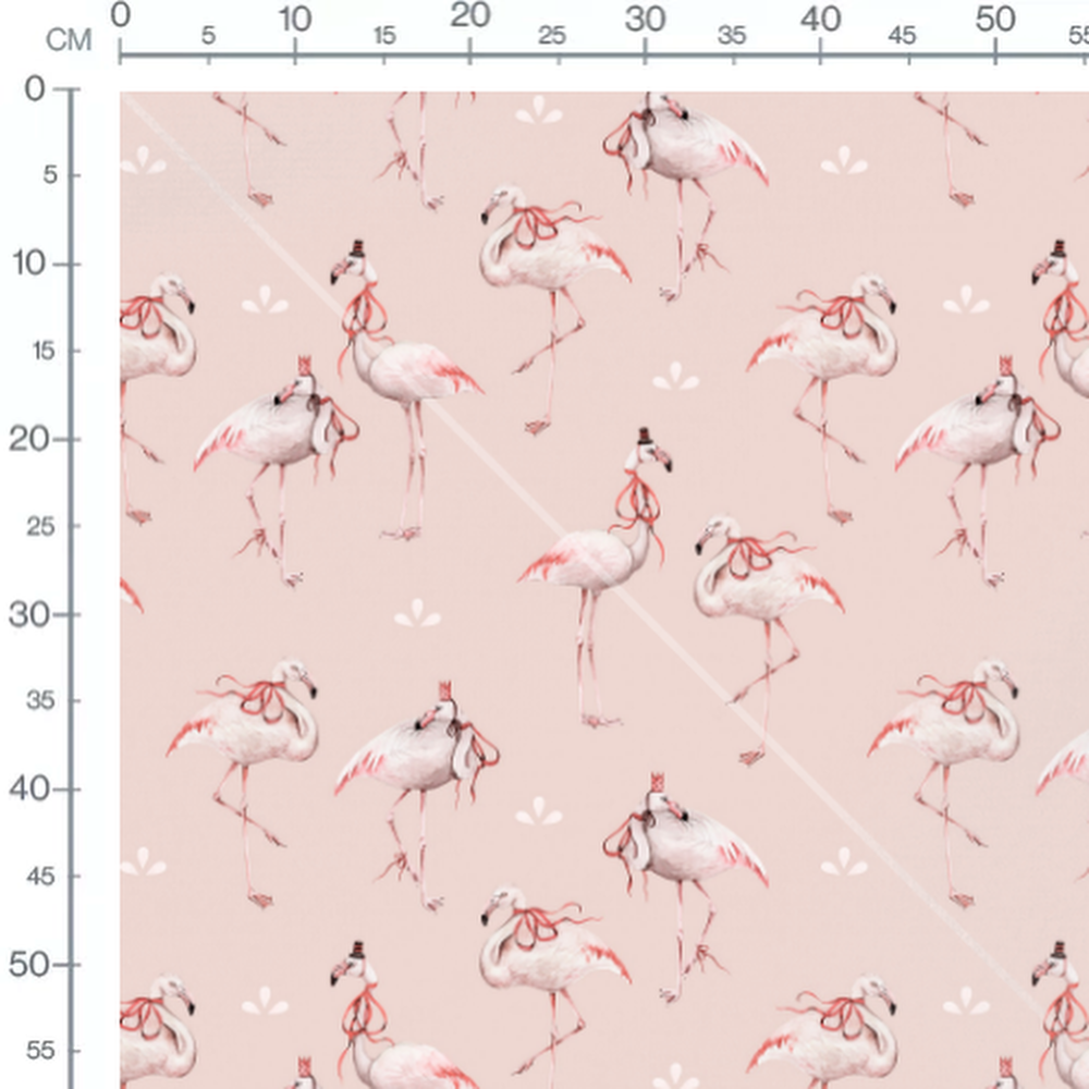 Tissu - Flamants roses chapeaux rose