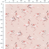 Tissu - Flamants roses chapeaux rose