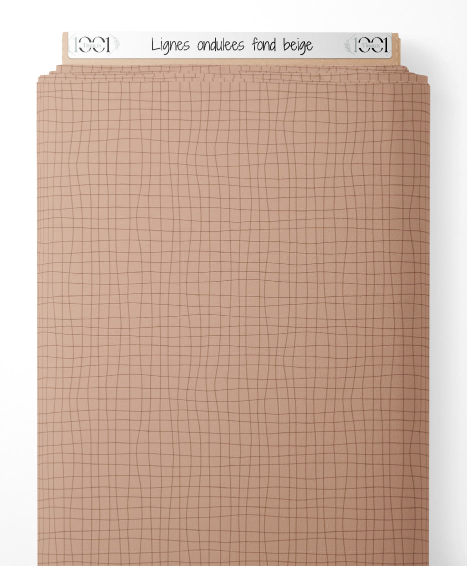 Tissu - Lignes ondulées sur fond beige