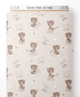 Tissu - Oursons bruns sur beige