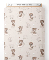 Tissu - Oursons bruns sur beige