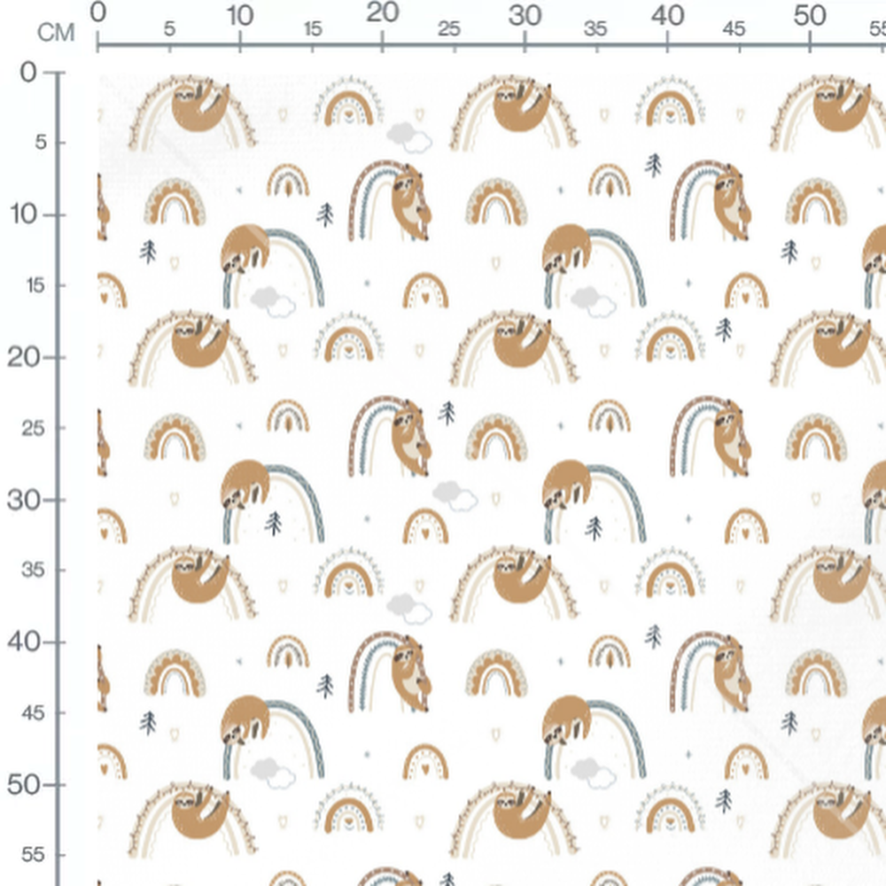 Tissu - Paresseux sur arcs-en-ciel