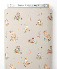 Tissu - Animaux forestiers colorés 3