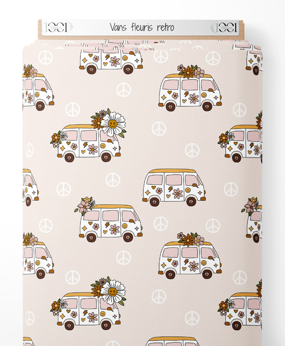 Tissu - Vans fleuris rétro