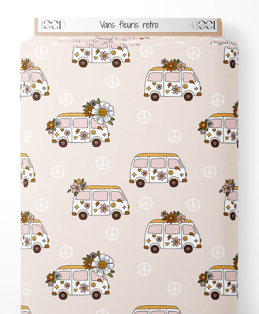 Tissu - Vans fleuris rétro