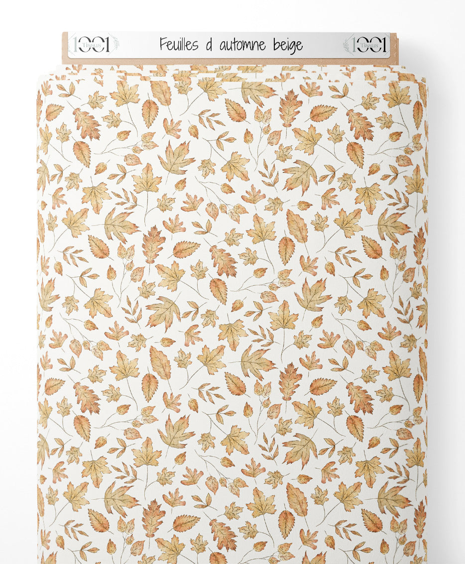 Tissu - Feuilles d'automne beige