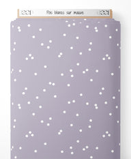 Tissu - Pois blancs sur mauve