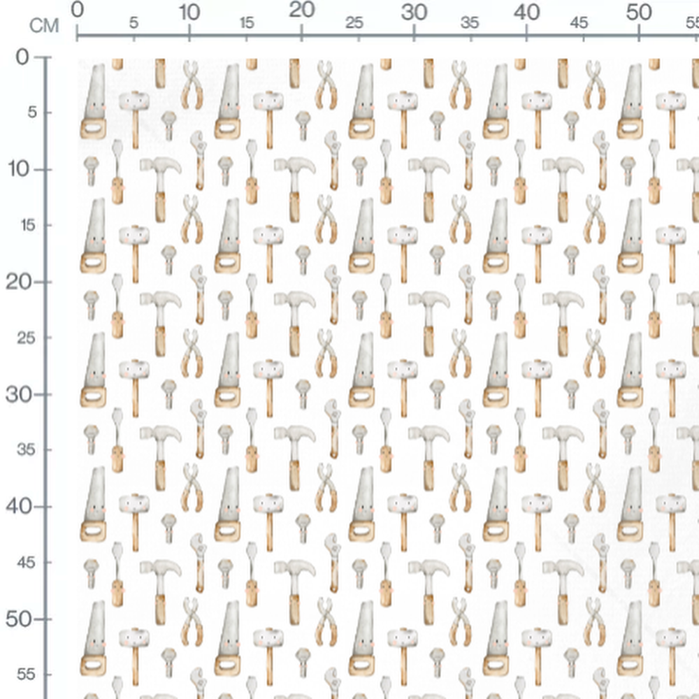 Tissu - Outils souriants aquarelle