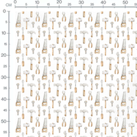 Tissu - Outils souriants aquarelle