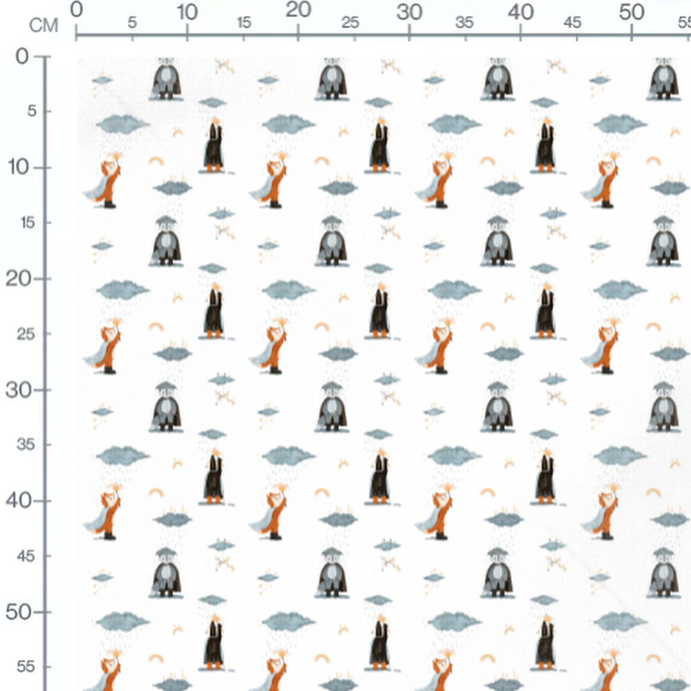 Tissu - Animaux sous la pluie