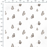 Tissu - Pingouins gris et petits points