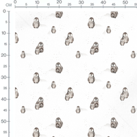 Tissu - Pingouins gris et petits points