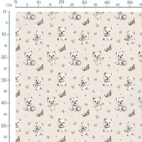 Tissu - Chiots et balles sur beige