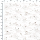 Tissu - Cygnes et ballons pastel