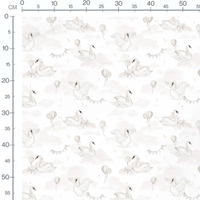 Tissu - Cygnes et ballons pastel