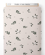 Tissu - Brindilles et baies blanches
