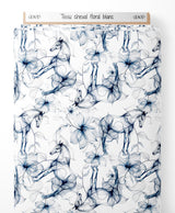 Tissu - cheval floral blanc