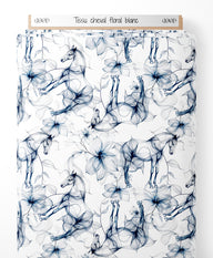 Tissu - cheval floral blanc