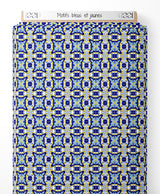 Tissu - Motifs bleus et jaunes