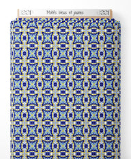 Tissu - Motifs bleus et jaunes