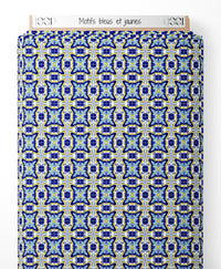 Tissu - Motifs bleus et jaunes