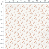 Tissu - Cerises beige et feuilles pastel