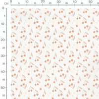 Tissu - Cerises beige et feuilles pastel