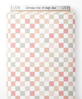 Tissu - Carreaux rose et beige doux