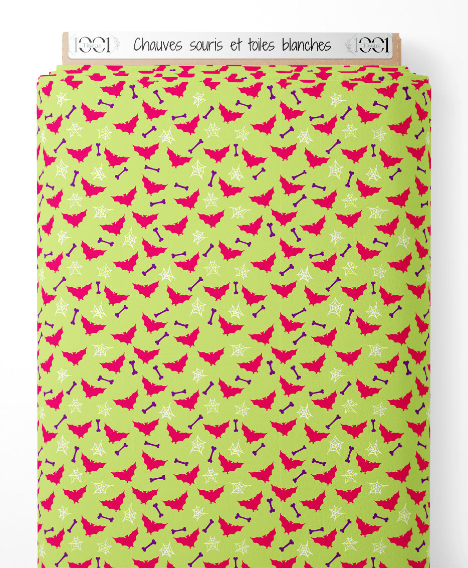 Tissu - Chauves-souris et toiles blanches