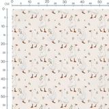 Tissu - Oies blanches et feuillage