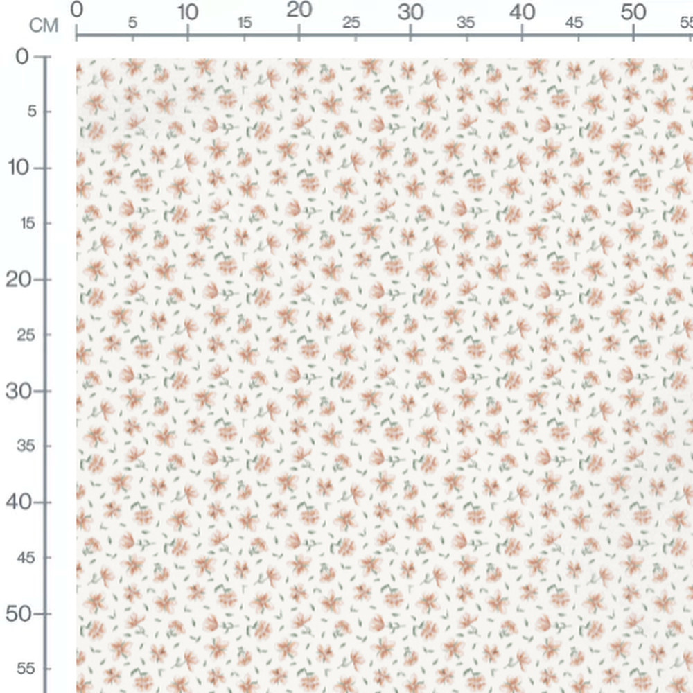 Tissu - Fleurs orange et vertes