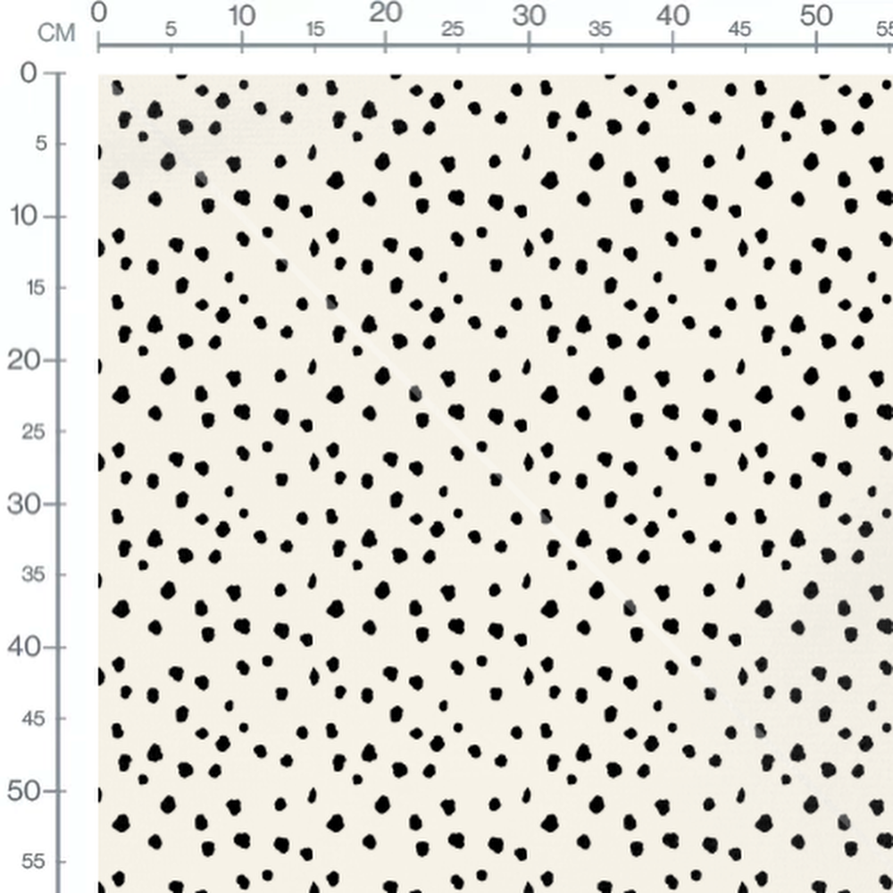 Tissu - Pois noirs irréguliers sur blanc