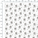 Tissu - Chats fleuris sur fond blanc