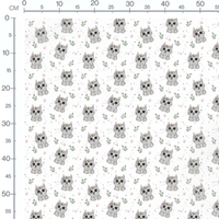 Tissu - Chats fleuris sur fond blanc