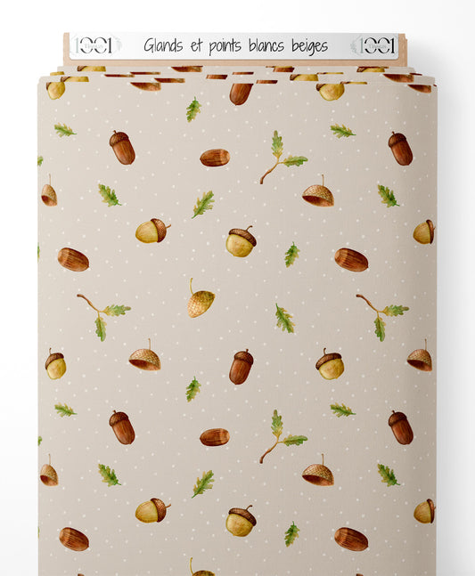 Tissu - Glands et points blancs beiges