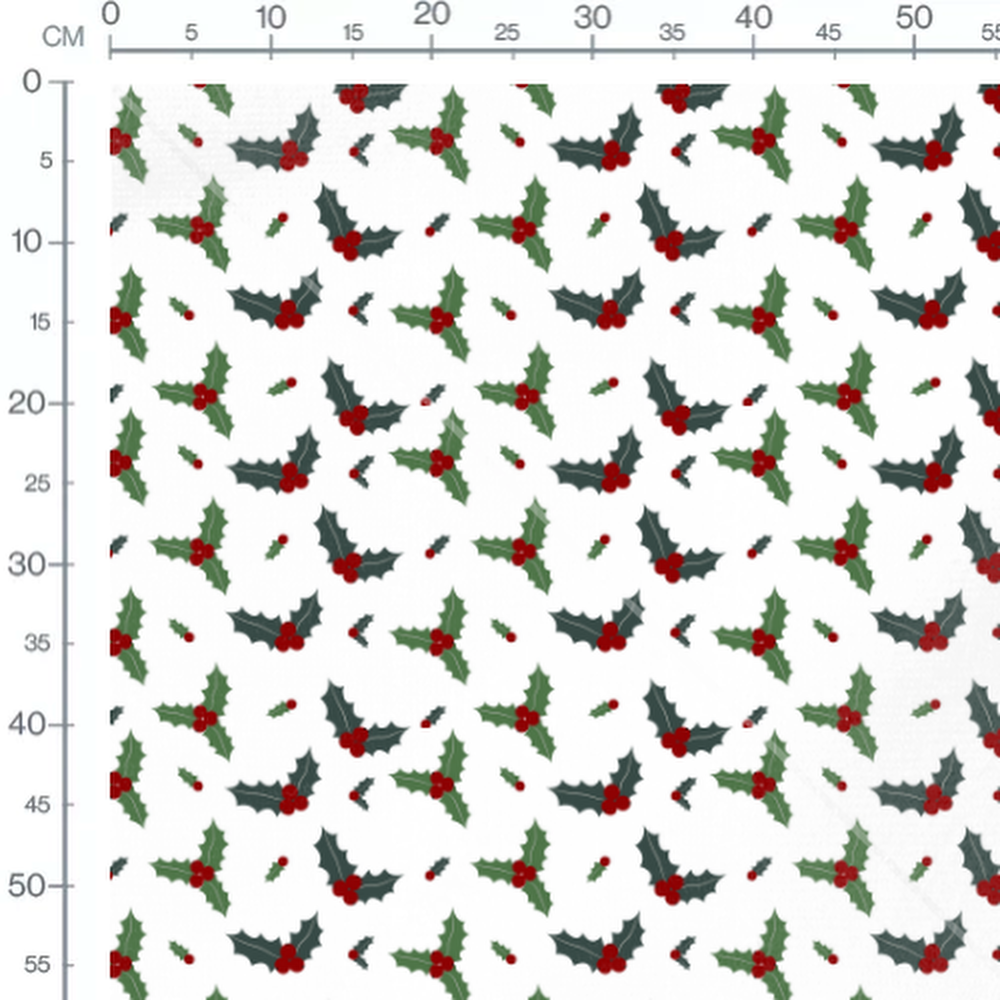 Tissu - Feuilles de houx et baies
