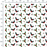 Tissu - Feuilles de houx et baies