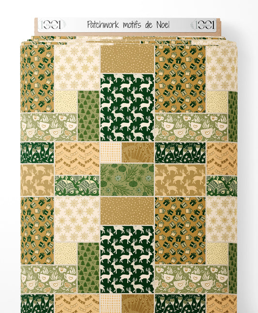 Tissu - Patchwork motifs de Noël