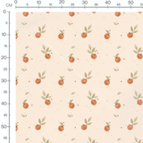 Tissu - Pommes rouges et feuilles beige