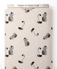 Tissu - Pingouins en écharpe et gilet
