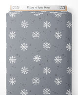 Tissu - Flocons et lunes blancs